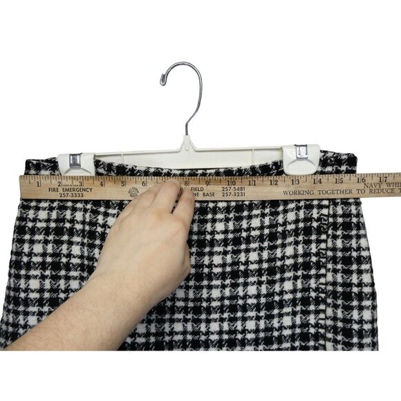 Eddie Bauer Skirt Size 8 Houndstooth Wool Blend Line Black White Pencil lined - Picture 7 of 8